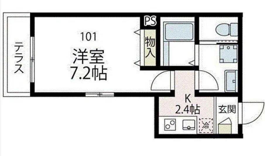 リベルテ横濱(1K/1階)の間取り写真