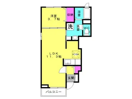 パール・テ・ゾーロ(1LDK/1階)の間取り写真