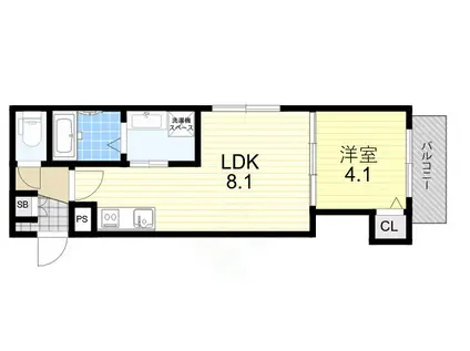 GRANDIR岸里(1LDK/3階)の間取り写真