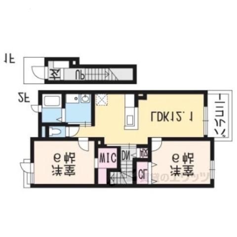 ブローテ・B(2LDK/2階)の間取り写真