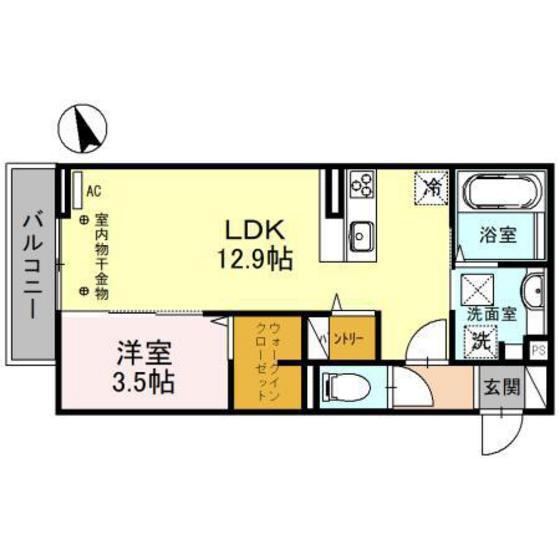ルミナス磯部町(1LDK/3階)の間取り写真