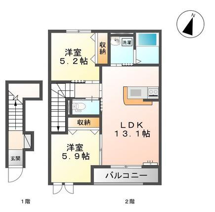 コルテージア(2LDK/2階)の間取り写真