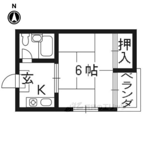第一所マンション(1K/4階)の間取り写真