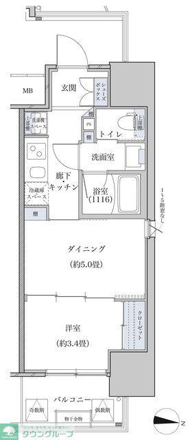 パークアクシス名古屋山王橋(1DK/2階)の間取り写真