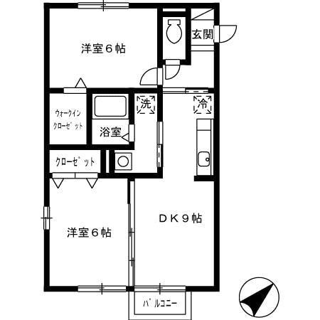 パストラル武雄B棟(2DK/2階)の間取り写真