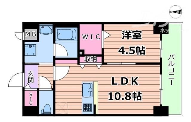 スプランディッド新大阪VIII(1LDK/15階)の間取り写真