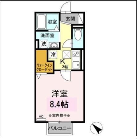 パプリカII(1K/1階)の間取り写真