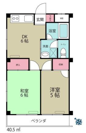 プレンティ(2DK/3階)の間取り写真