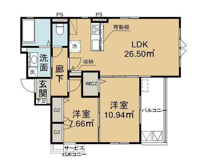 リヴェル紺屋町(2LDK/4階)の間取り写真