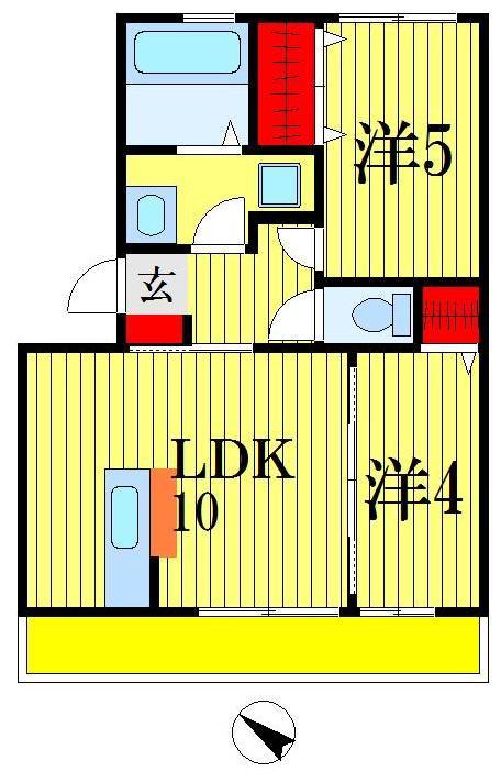 グランドゥールヒル I(2LDK/3階)の間取り写真