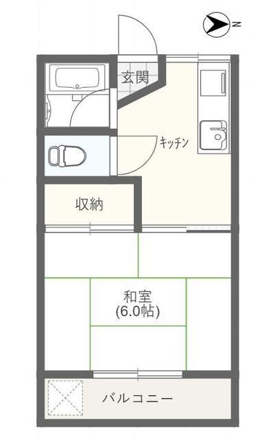 京王線 北野駅(東京) 徒歩7分 2階建 築38年(1K/2階)の間取り写真