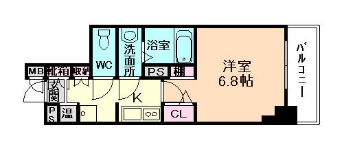 ES-GRANDE MINAMIMORIMACHI エスグランデ南森(1K/6階)の間取り写真