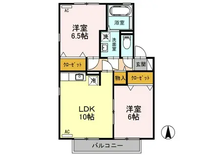 リビングタウン太田A/B/C/D(2LDK/2階)の間取り写真