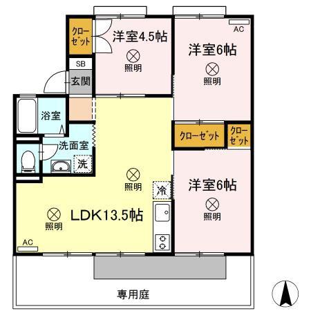 エステート竹内(3LDK/1階)の間取り写真