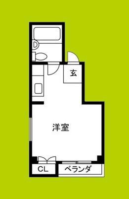 マンションニュー若草(ワンルーム/1階)の間取り写真