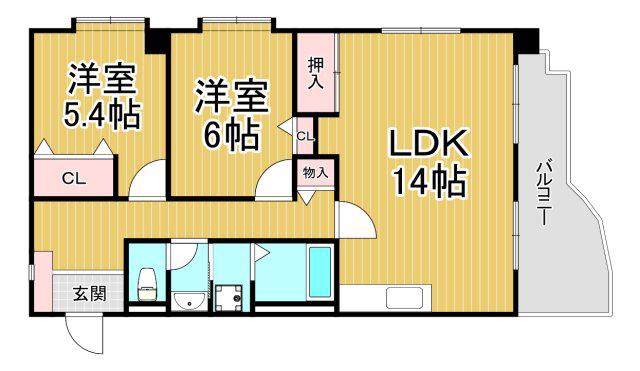 ツインアルカディア(2LDK/1階)の間取り写真