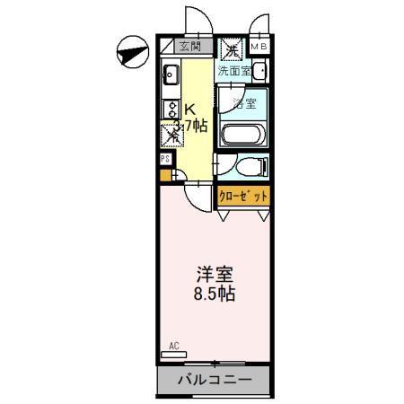 LA・FELICE(1K/3階)の間取り写真