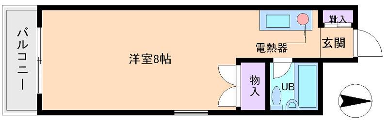 シャレール長居(ワンルーム/2階)の間取り写真