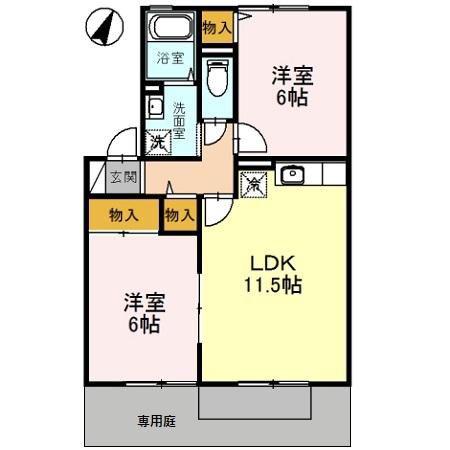 セジュールヴィヴレ(2LDK/1階)の間取り写真