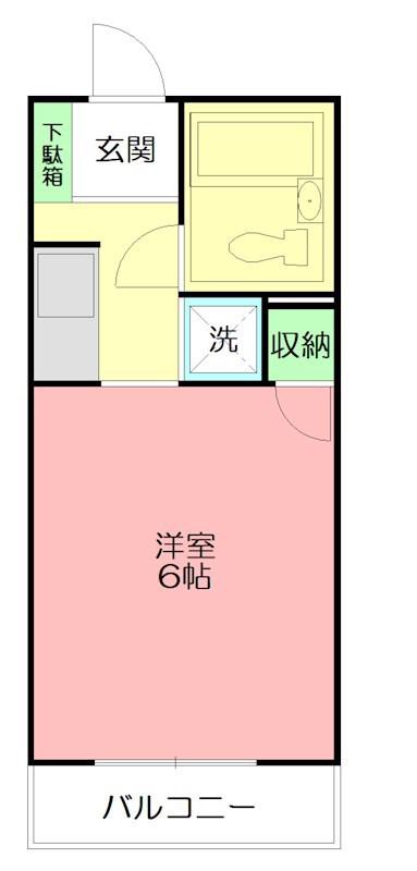カーサ鶴巻(1K/1階)の間取り写真