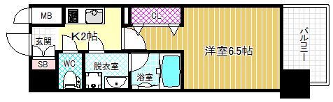 セイワパレス梅田茶屋町(1K/7階)の間取り写真