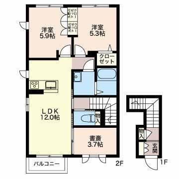 コンソラータ(2SLDK/2階)の間取り写真