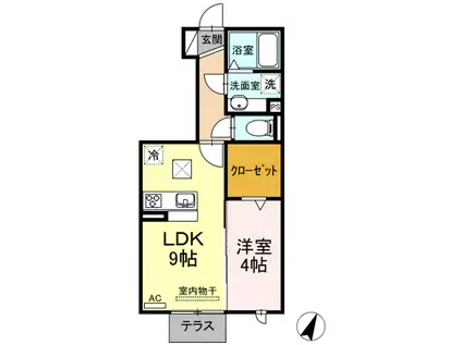 アーク曙(1LDK/1階)の間取り写真