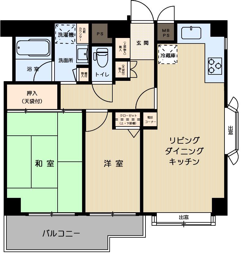 白山ヒルズ(2LDK/2階)の間取り写真