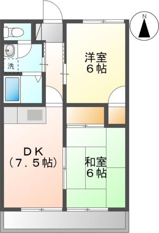 さつきハイツ B棟(2DK/1階)の間取り写真