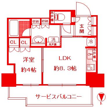 THE YOKOHAMA FRONT TOWER(1LDK/19階)の間取り写真