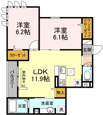 メゾンヴィクトワール梶ヶ谷(2LDK/1階)の間取り写真