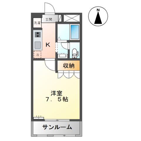 エクセレンス(1K/1階)の間取り写真