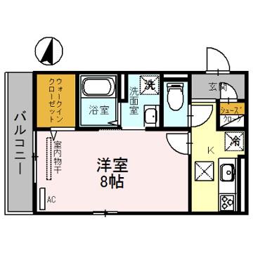 スチール立山(1K/2階)の間取り写真
