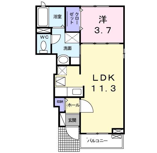 HILLTON 325(1LDK/1階)の間取り写真