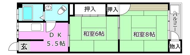 三和第6マンション(2DK/3階)の間取り写真