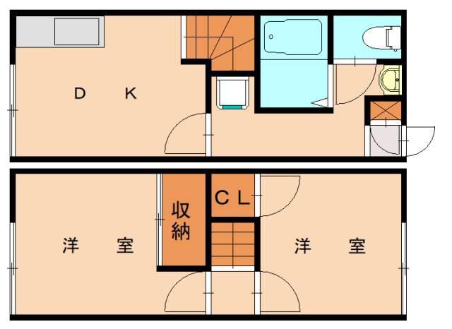 レオパレス三苫エイトA(2DK/1階)の間取り写真