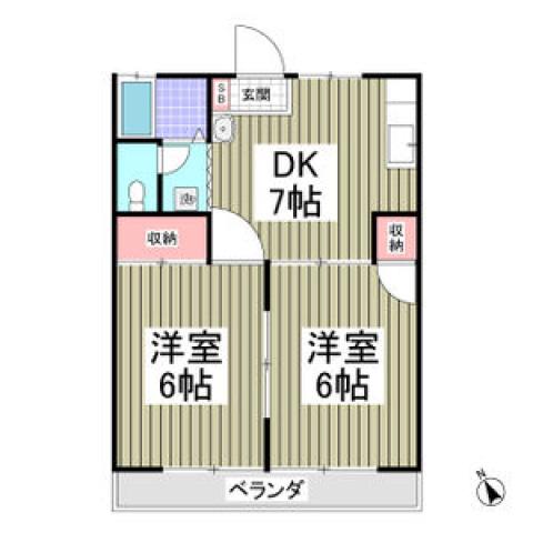 メゾンヴェール(2DK/1階)の間取り写真