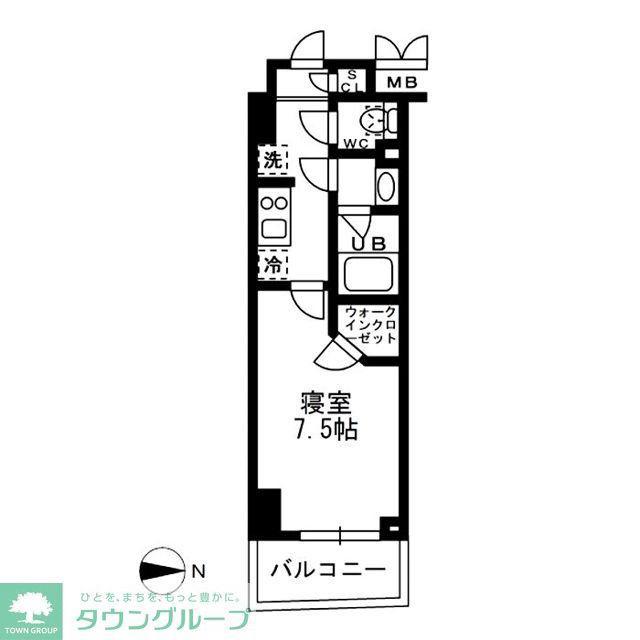  レジディア亀戸-(1DK/14階)の間取り写真