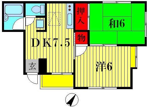 パセット馬橋B(2DK/1階)の間取り写真