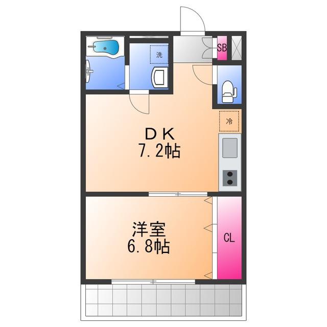 FELIZ岸和田(1DK/1階)の間取り写真