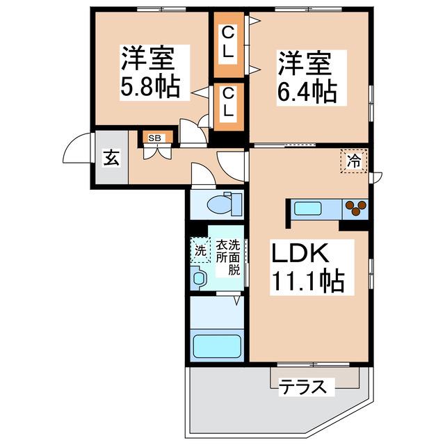シャーメゾン須屋I(2LDK/1階)の間取り写真