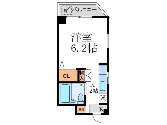 パール新大宮B棟(1K/3階)の間取り写真