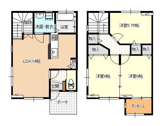 ピサリ西荒屋(3LDK/1階)の間取り写真