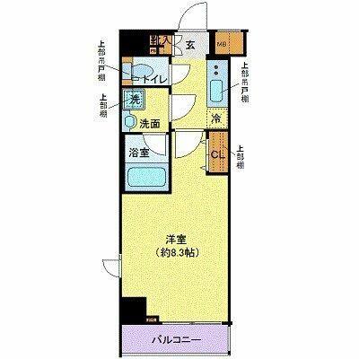 ガリシアレジデンス芝公園(1K/4階)の間取り写真