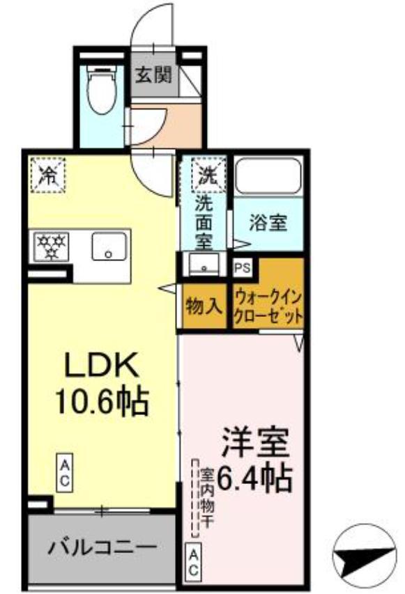 セレスティア祖師谷(1LDK/2階)の間取り写真