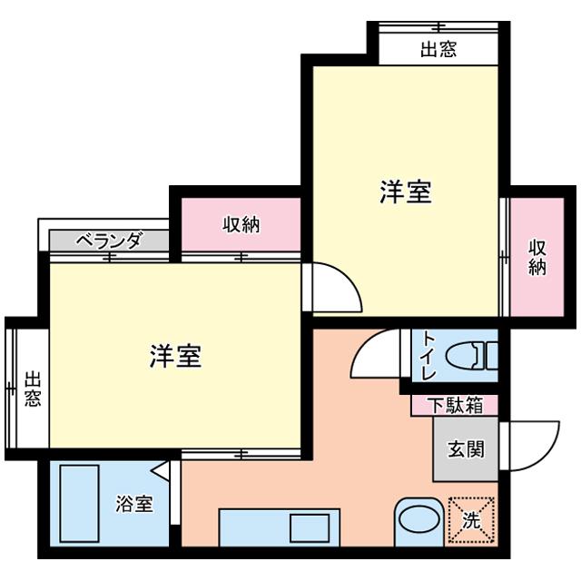 ハイツ新生安野町(2K/2階)の間取り写真