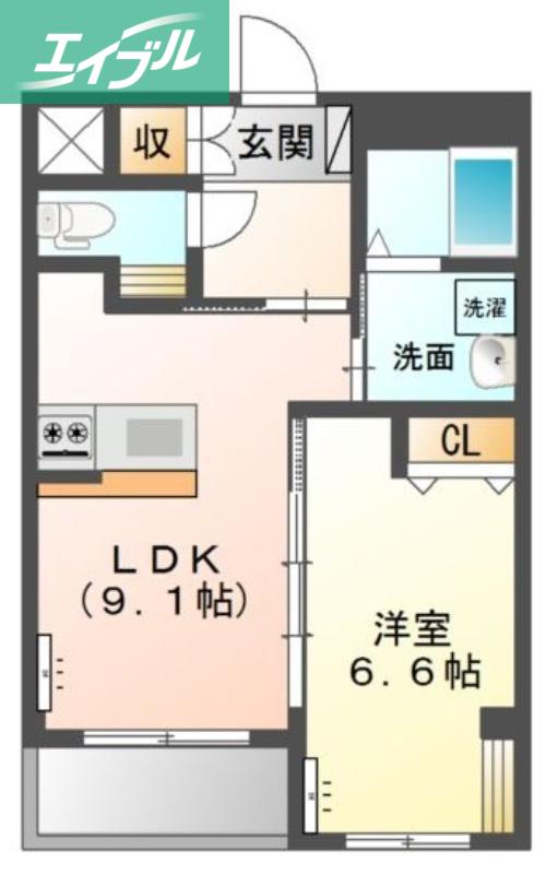CIEL天瀬(1LDK/2階)の間取り写真