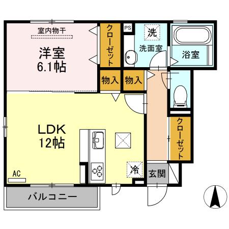 エスペランス・円上(1LDK/1階)の間取り写真