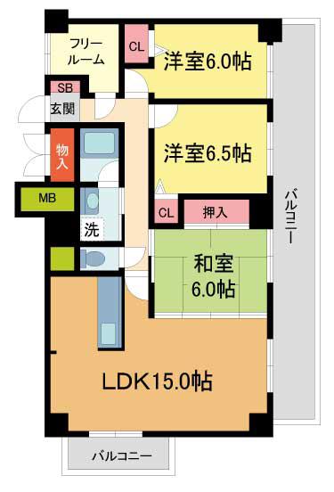 プライムレジデンス西宮(3LDK/3階)の間取り写真