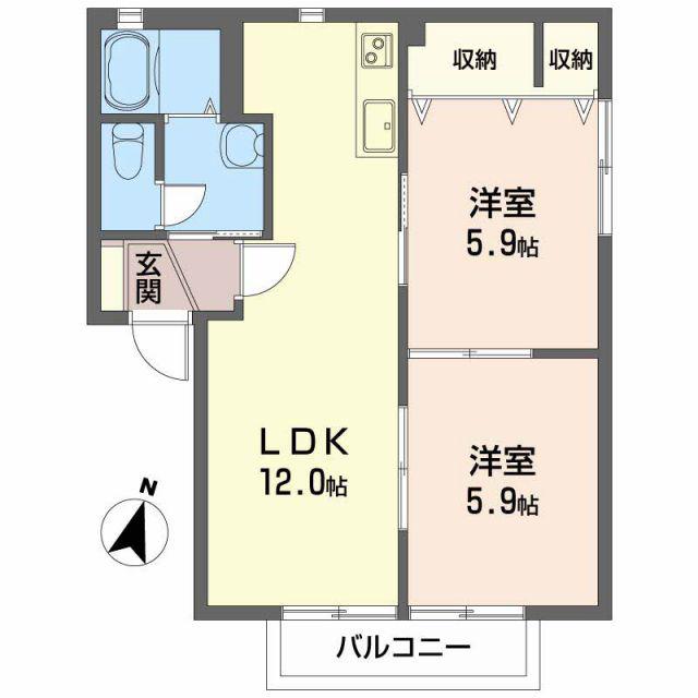 サンテラスA(2LDK/1階)の間取り写真